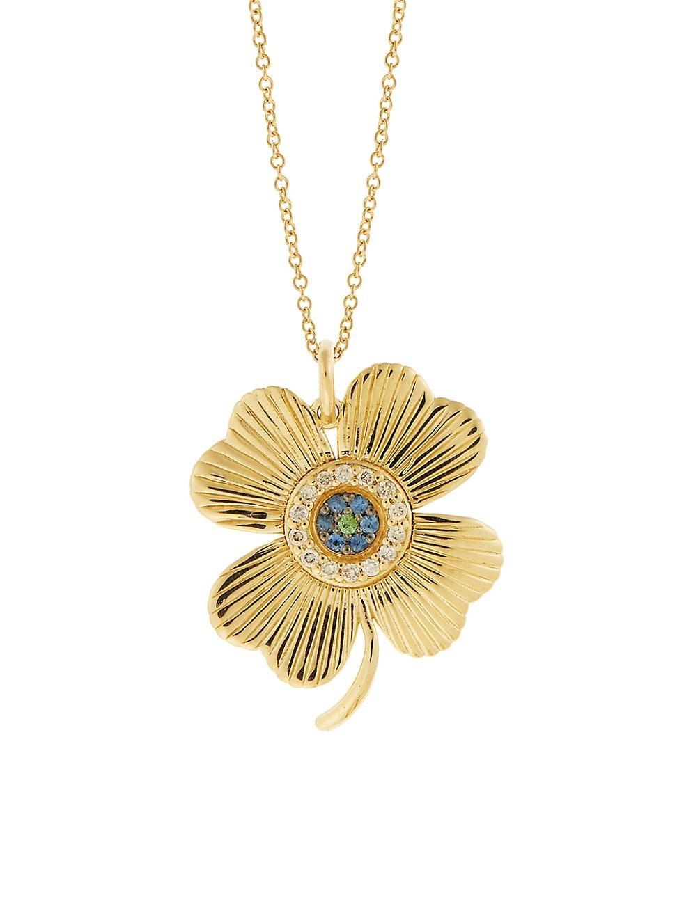 Womens Eye Love Lucky Clover 18K Yellow Gold, 0.12 TCW Diamond & Multi-Gemstone Pendant Necklace Product Image