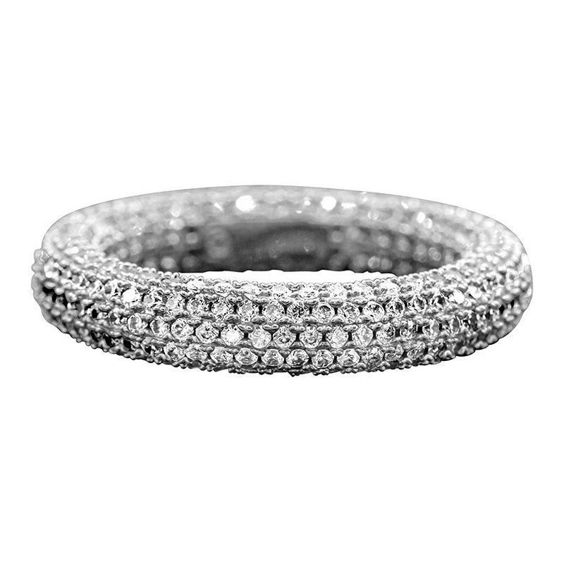 Adornia Silver Tone Cubic Zirconia Pave Ring, Womens Product Image