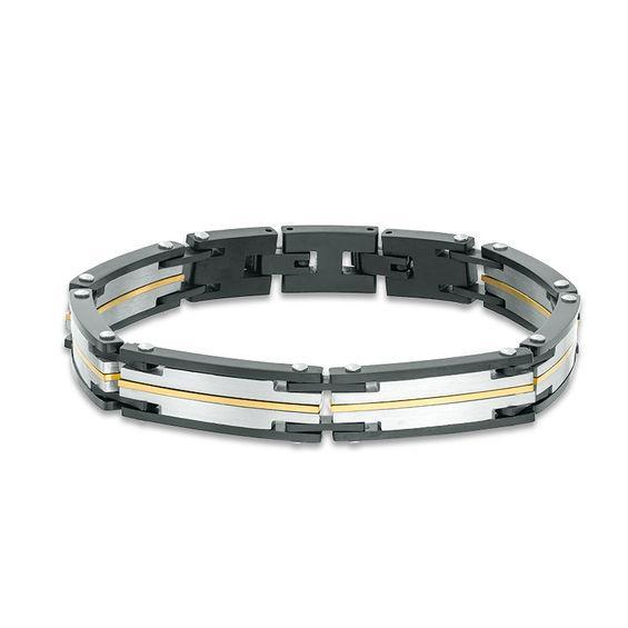 Men's 10.0mm Link Bracelet in Tri-Tone Stainless Steel - 8.25" Product Image