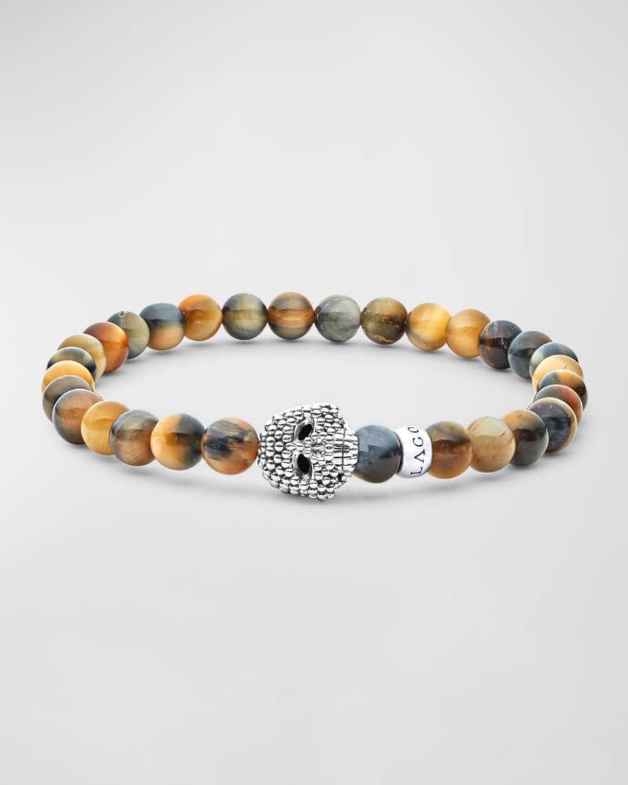 Men's Anthem Tiger's Eye Skull Stretch Bracelet, 6mm Product Image