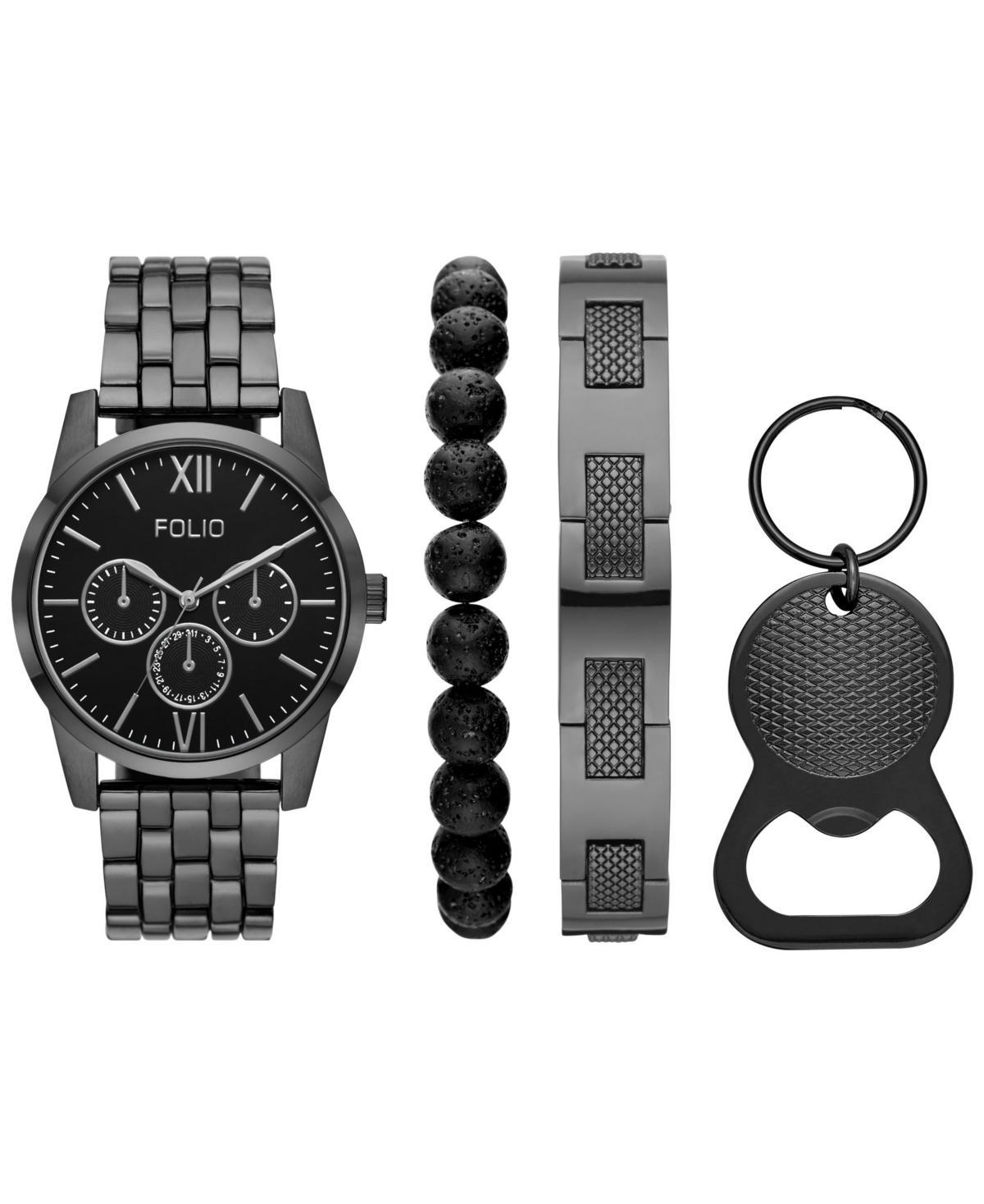 Folio Mens Quartz Three Hand Gunmetal Alloy Watch 42mm, Gift Set - Gunmetal Product Image