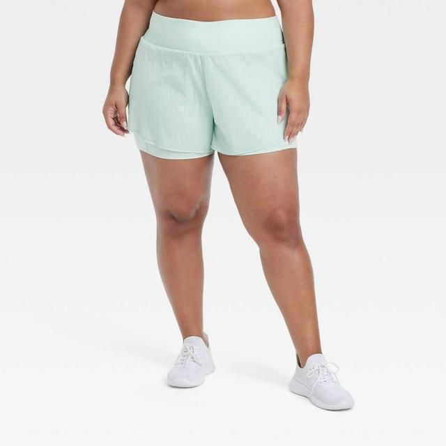 Womens Woven High-Rise 2-in-1 Run Shorts 3 - All In Motion Mint 1X Product Image