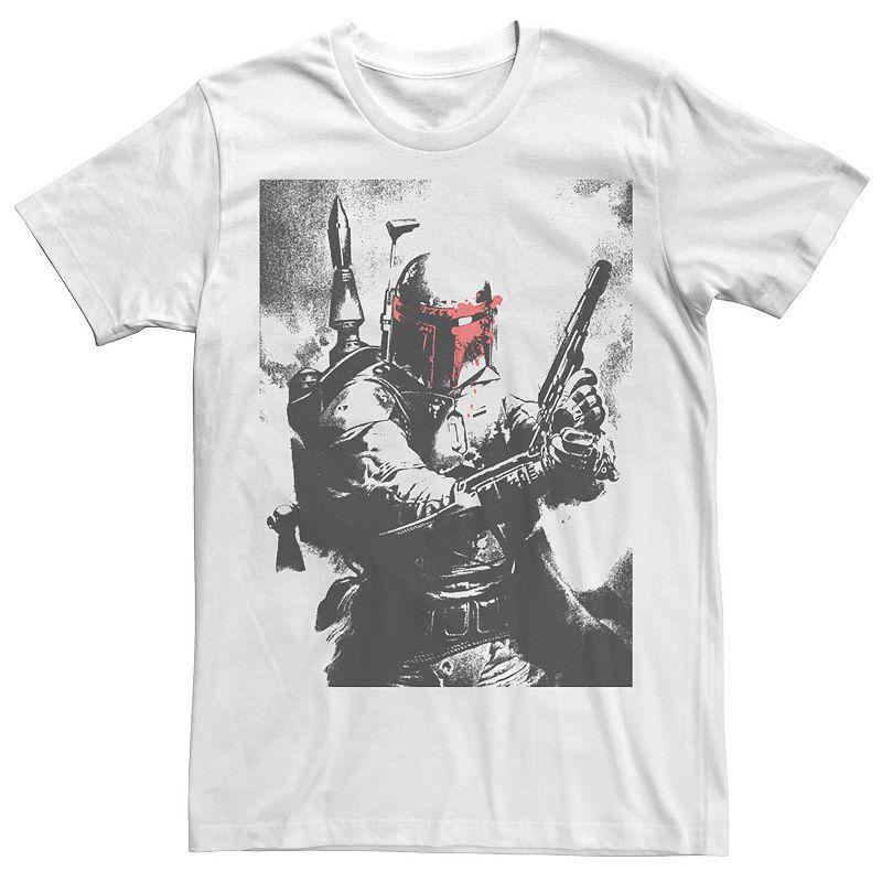 Mens Star Wars Boba Fett Faded Action Portrait Poster Tee Product Image