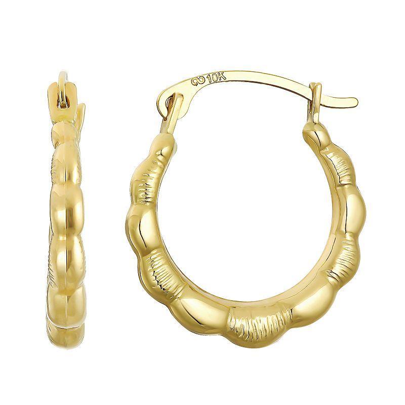 Taylor Grace 10k Gold Scalloped Hoop Earrings, Womens Product Image