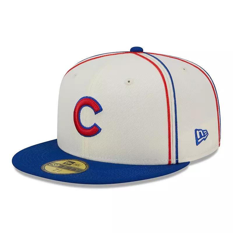 Mens New Era Cream/Royal Chicago Cubs Chrome Sutash 59FIFTY Fitted Hat Product Image