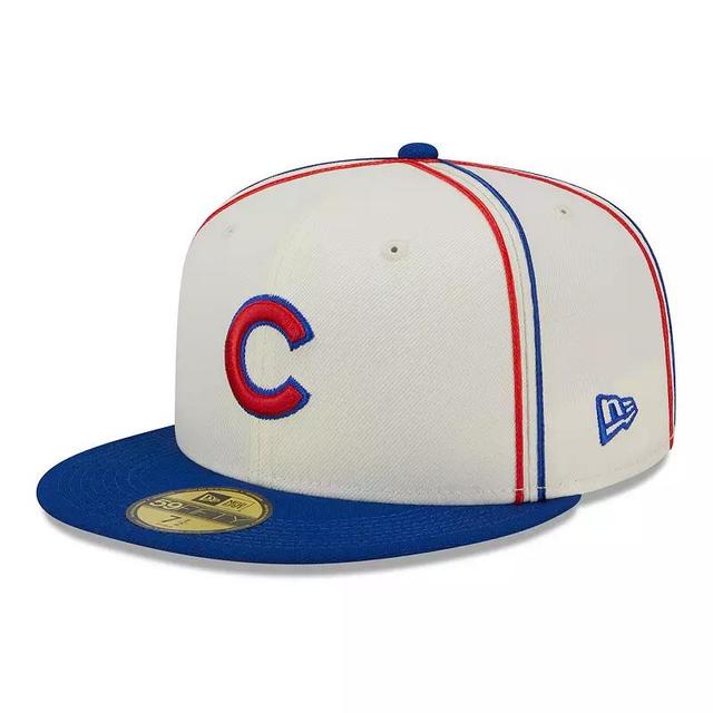 Mens New Era Cream/Royal Chicago Cubs Chrome Sutash 59FIFTY Fitted Hat Product Image