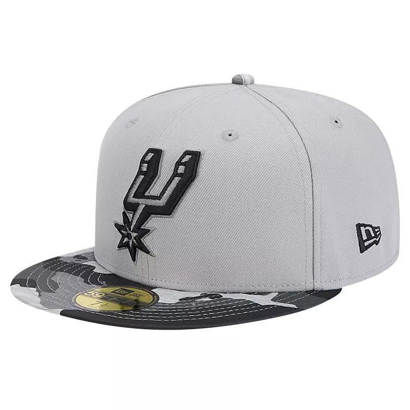 Mens New Era Gray San Antonio Spurs Active Color Camo Visor 59FIFTY Fitted Hat Product Image