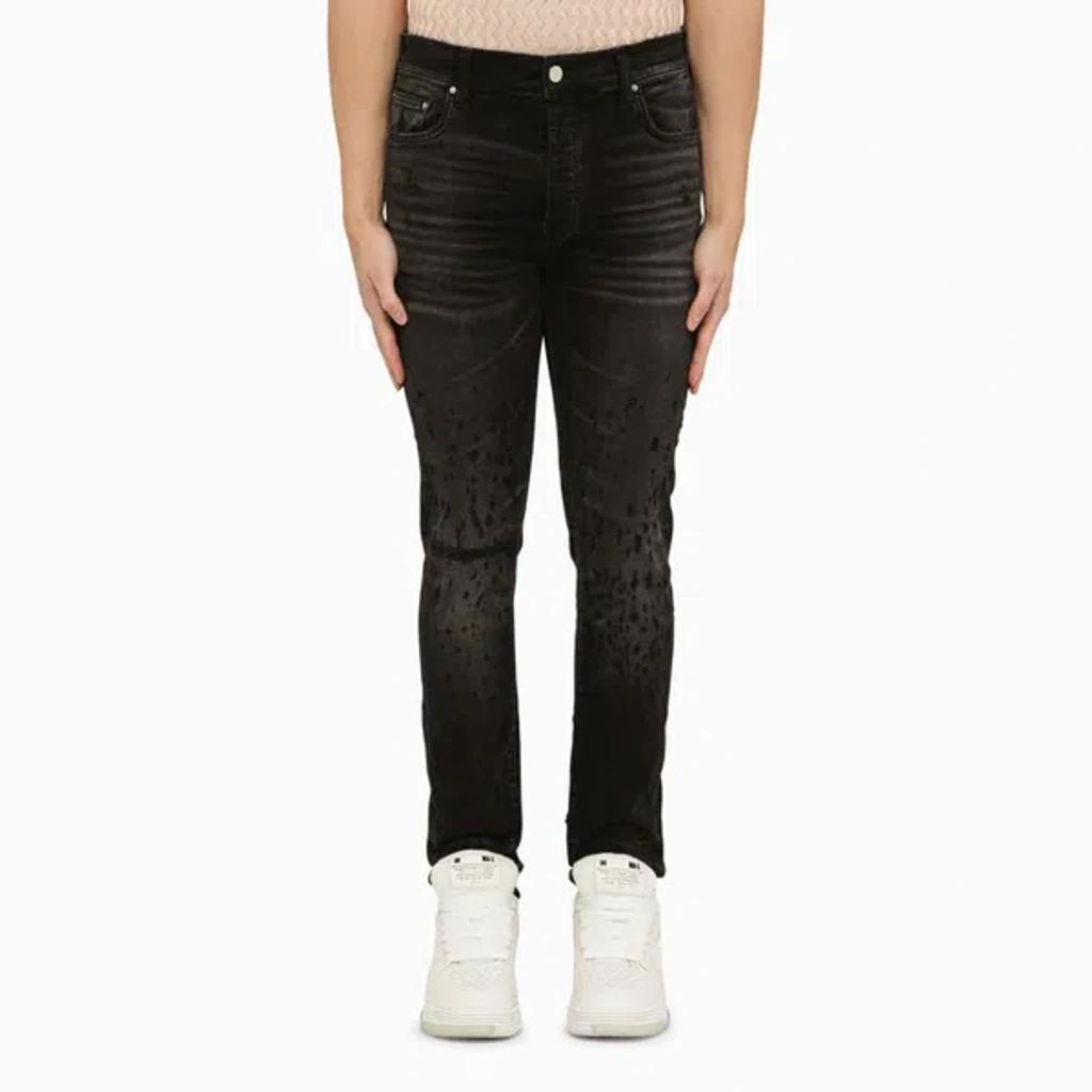 Faded Black Distressed Skinny Jeans Product Image