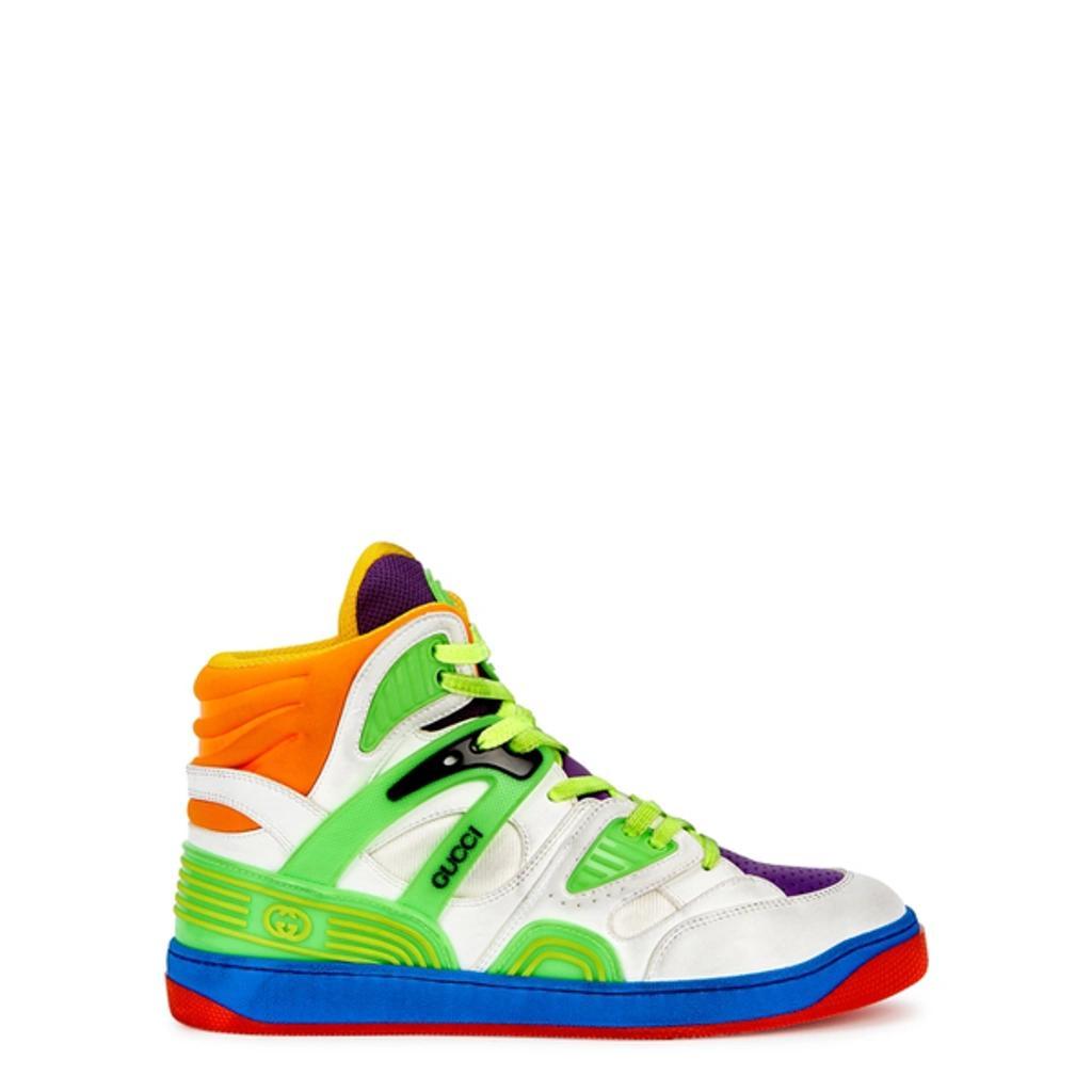 Multicolor Basket High-top Sneakers In Green White Product Image