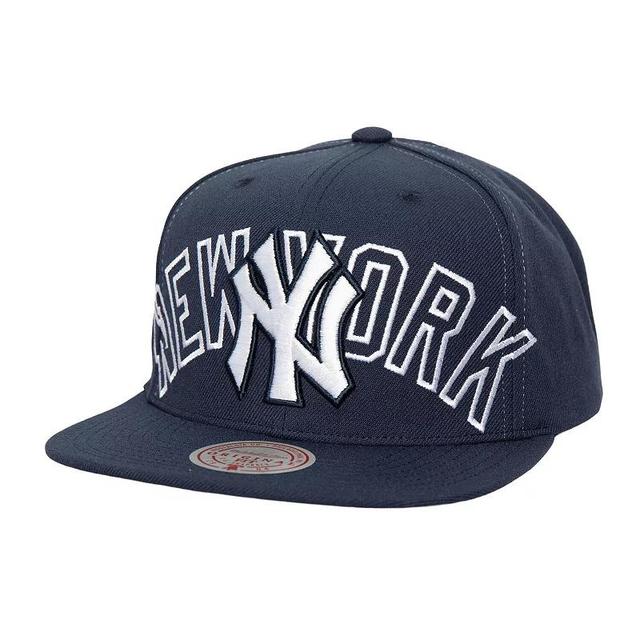 Mens Mitchell & Ness New York Yankees Full Frontal Snapback Hat, Blue Product Image