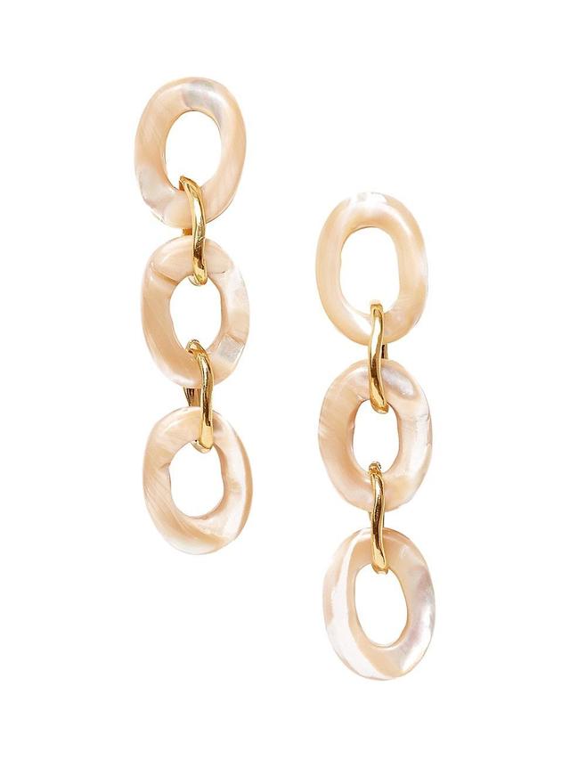 Womens 18K Gold-Plate & Mother-Of-Pearl Drop Earrings Product Image