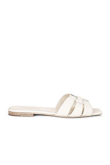 Saint Laurent Tribute Nu Pieds Flat Sandals in White Product Image