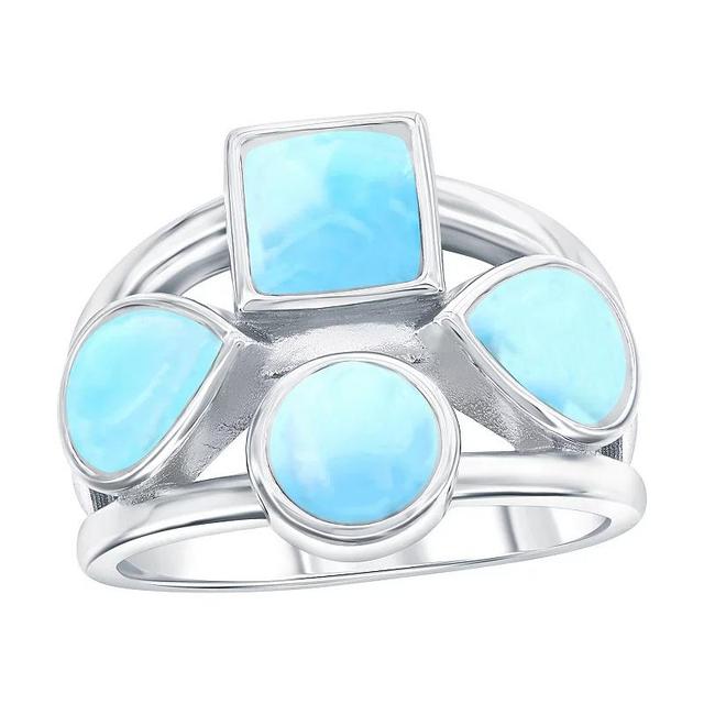 Nautica Rocks Sterling Silver Multi-Shaped Larimar Ring, Womens Product Image