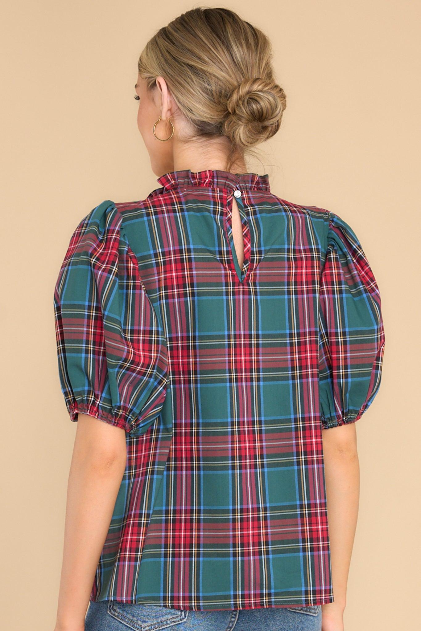 Aura A Special Gift Green Plaid Top Product Image