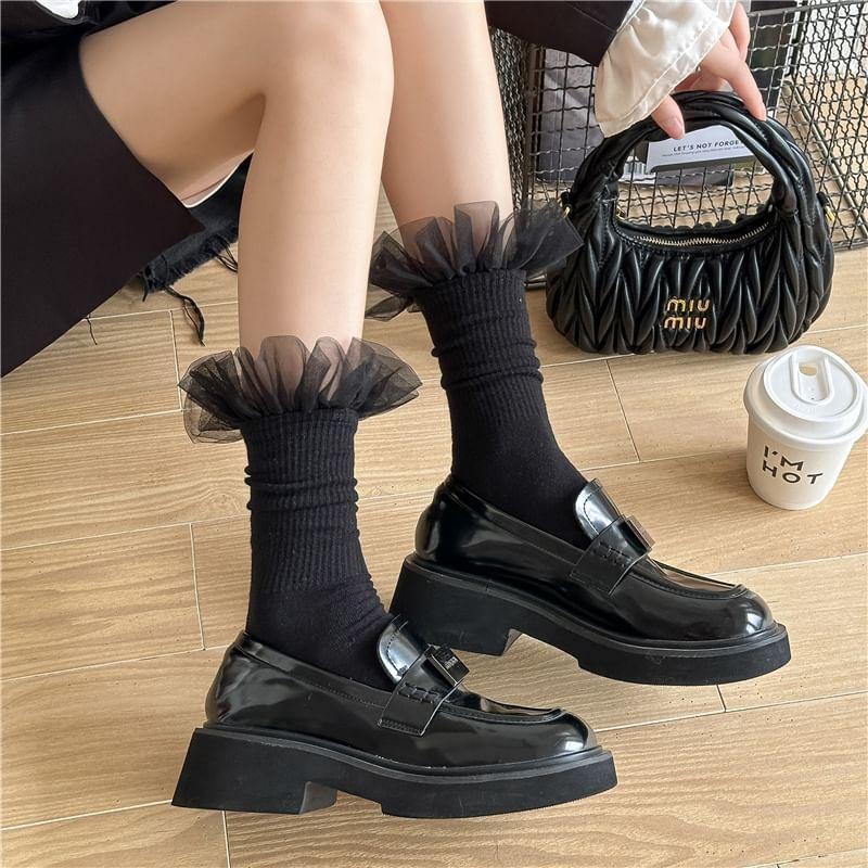 Plain Ruffle Ribbed Socks product image