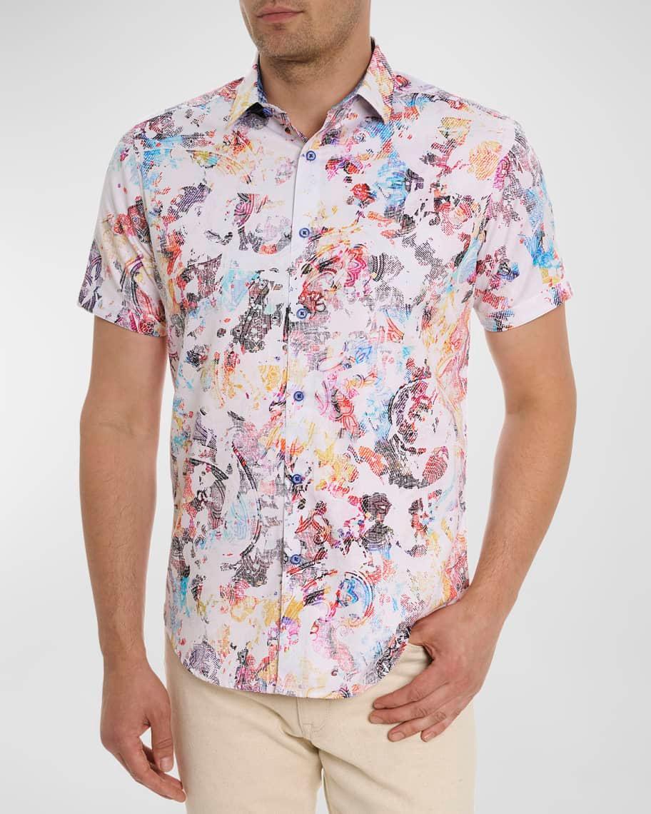 Mens Splash Of Color Cotton-Stretch Short-Sleeve Shirt Product Image