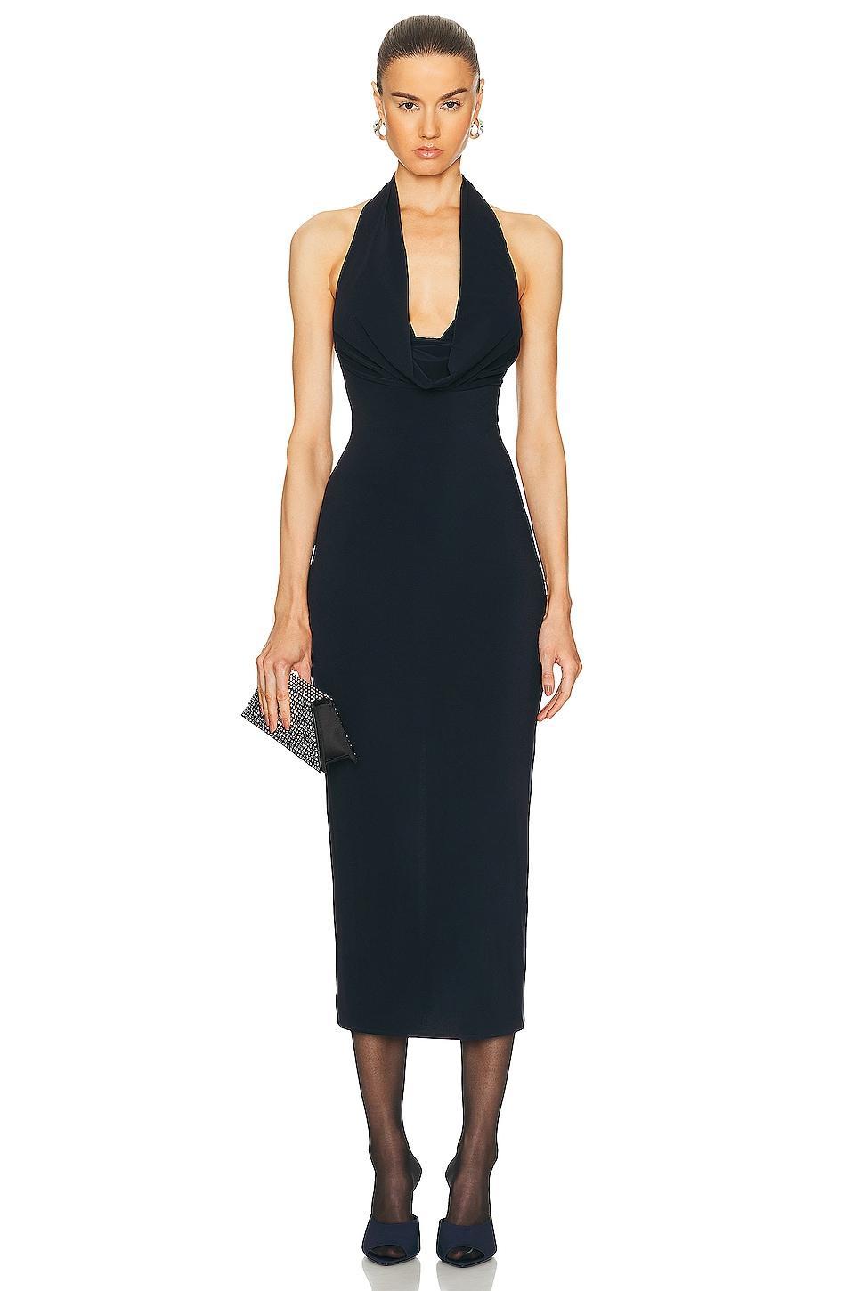 Magda Butrym Halter Neck Midi Dress Navy. (also in ). Product Image