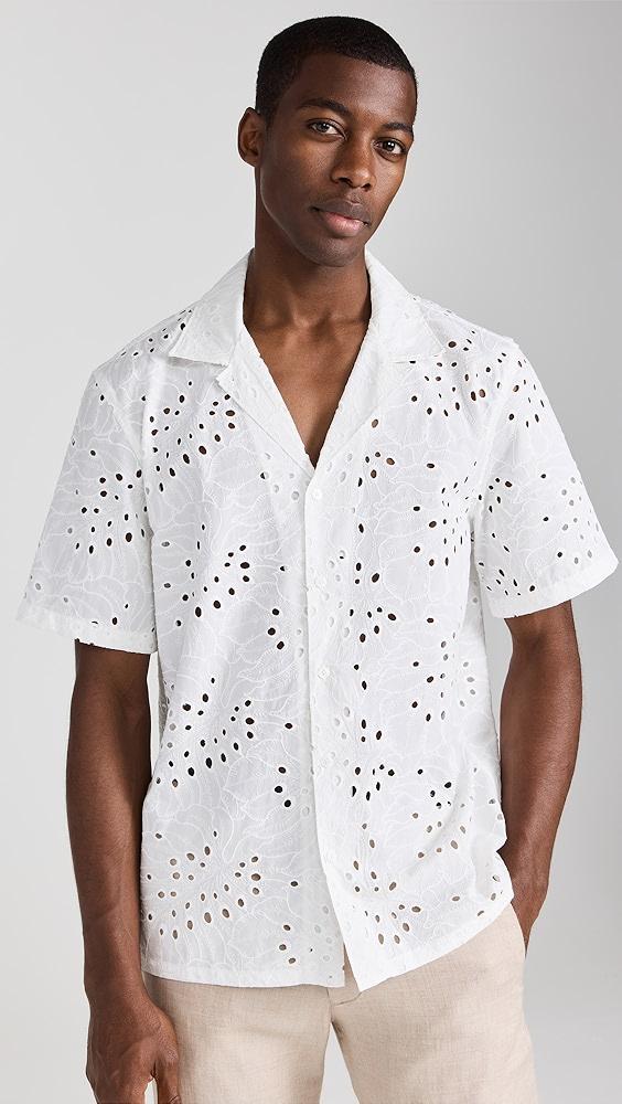 Club Monaco Camp Collar Eyelet Shirt | Shopbop Product Image