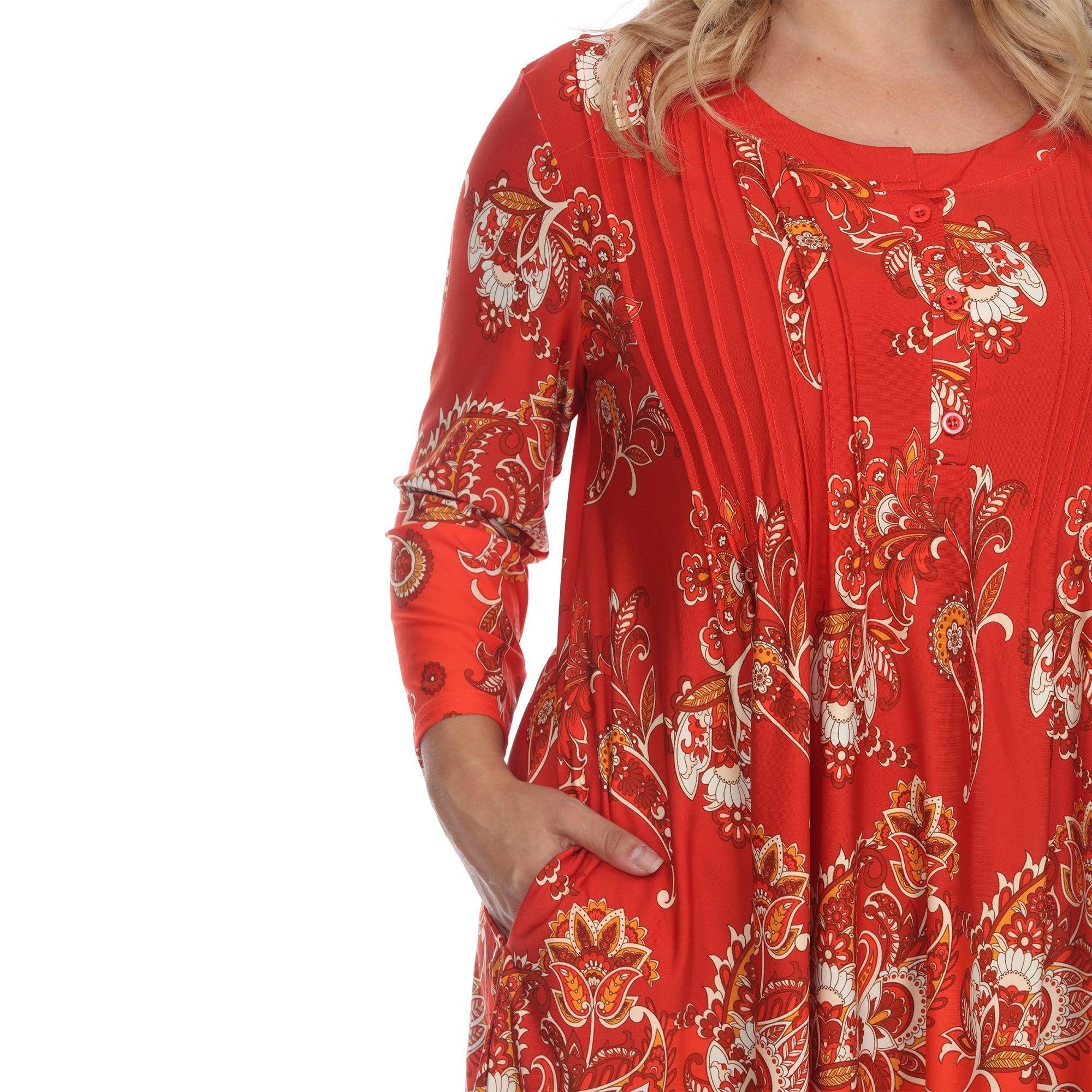 Paisley Scoop Neck Top with Pockets - Plus Product Image