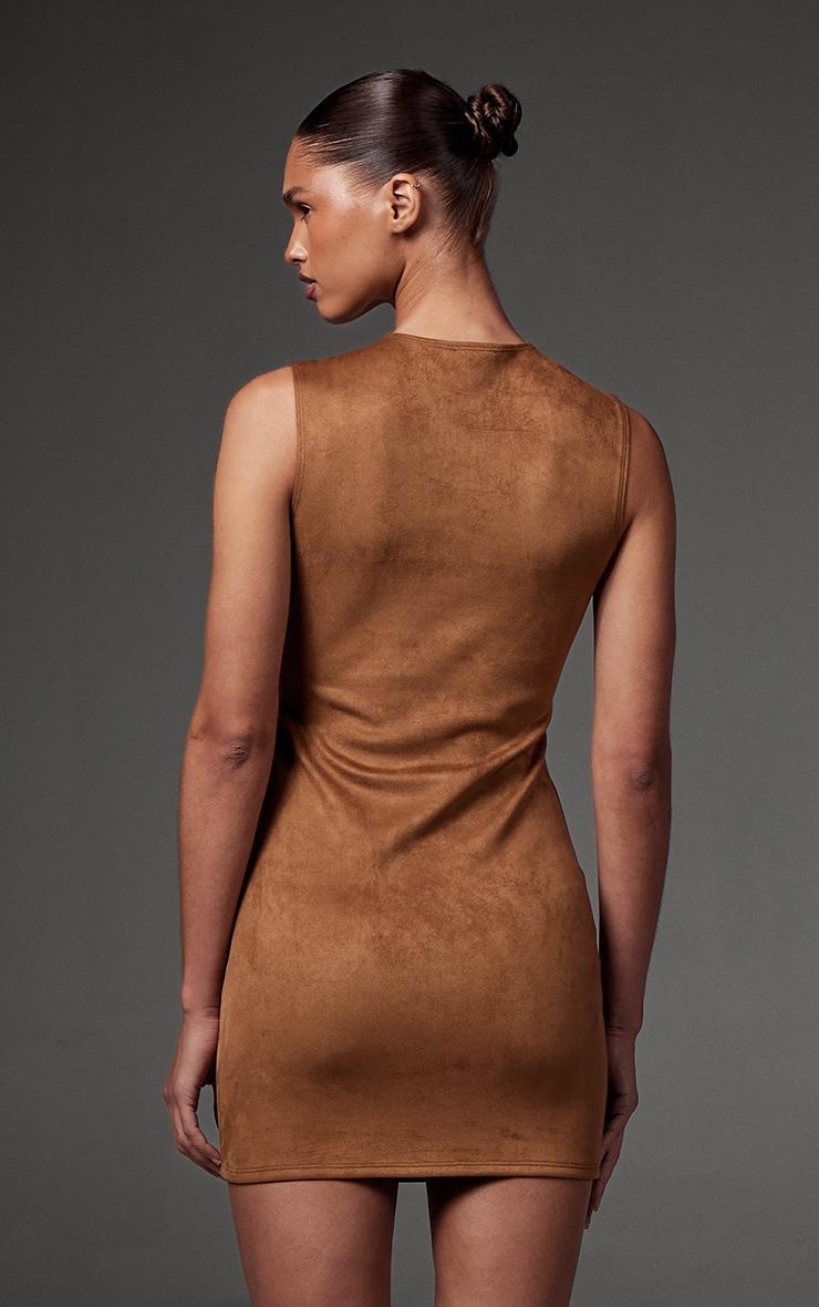 Tan Faux Suede Bodycon Dress Product Image