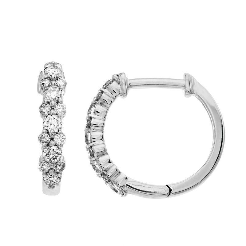 Ava Blue 14k White Gold 3/8 Carat T.W. Diamond Hoop Earrings, Womens Product Image