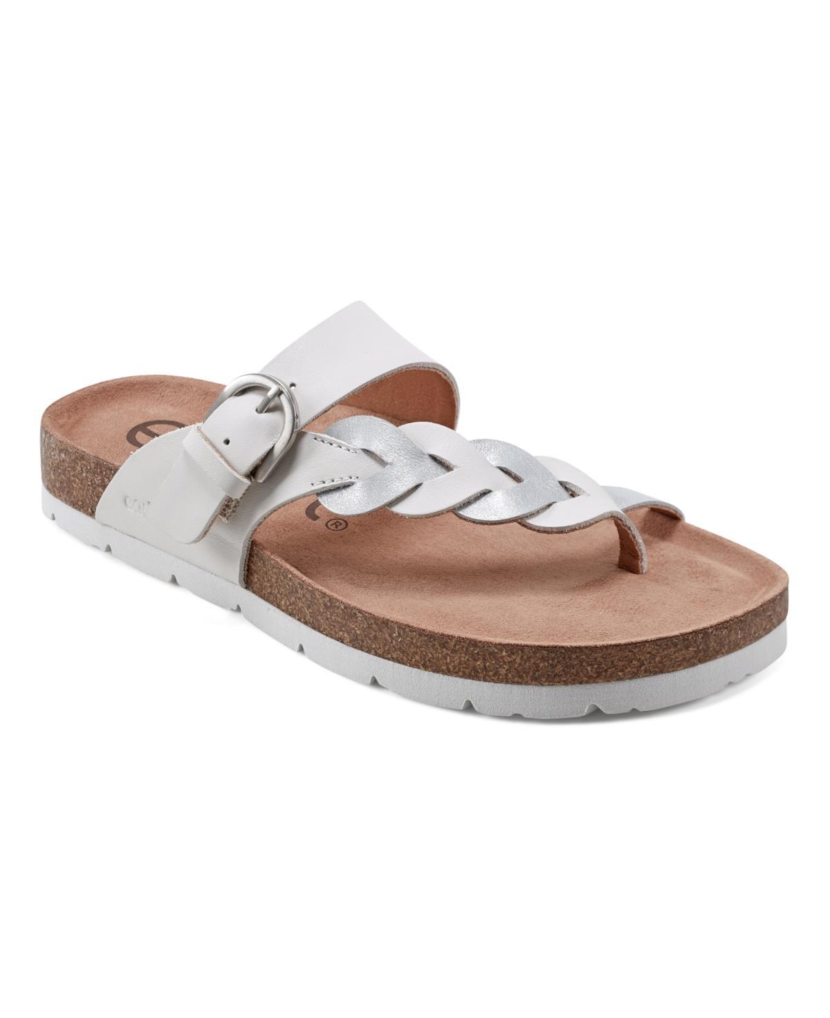 Earth Womens Alyce Round Toe Footbed Slip-On Casual Sandals - Cream Product Image