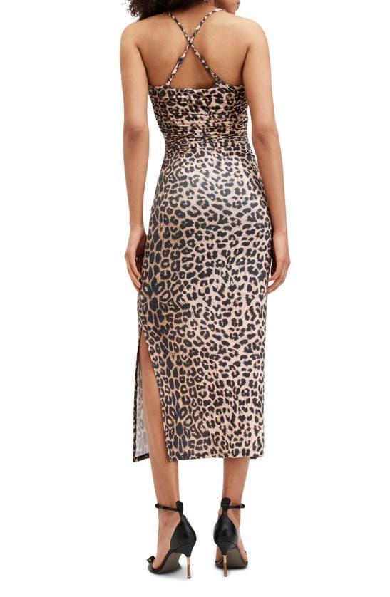 Amaya Leopard Print Cut Out Midi Dress In Leopard Brown Product Image