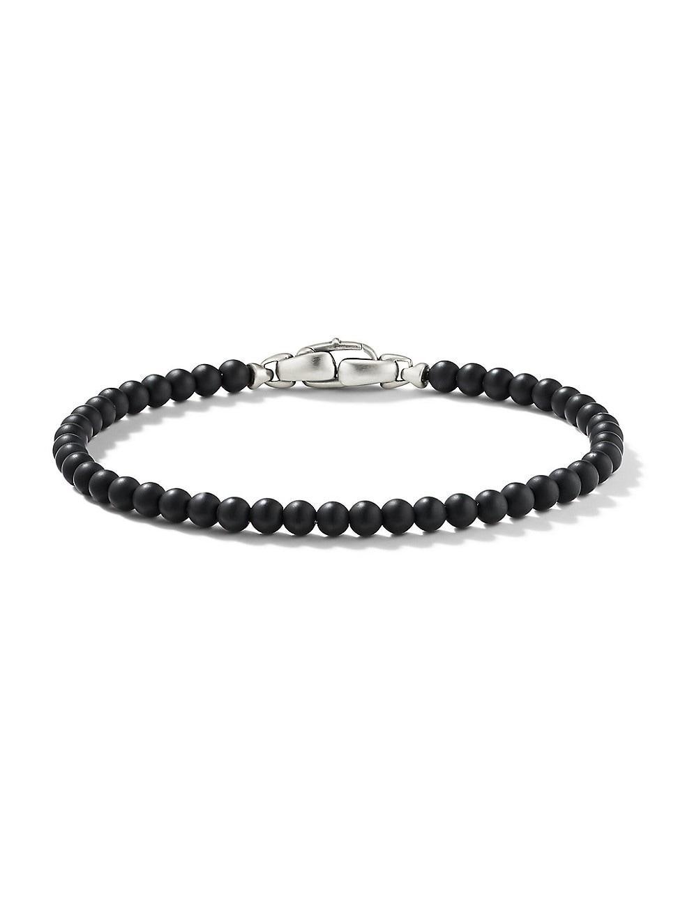 Mens Spiritual Beads Bracelet in Sterling Silver Product Image