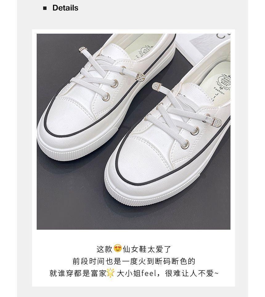 Platform Contrast Trim Faux Leather Lace-Up Slip-Ons Product Image