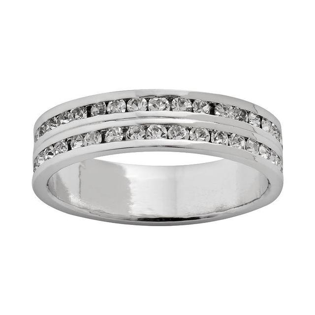 Traditions Jewelry Company Silver-Plated Crystal Eternity Ring Set, Womens White Product Image