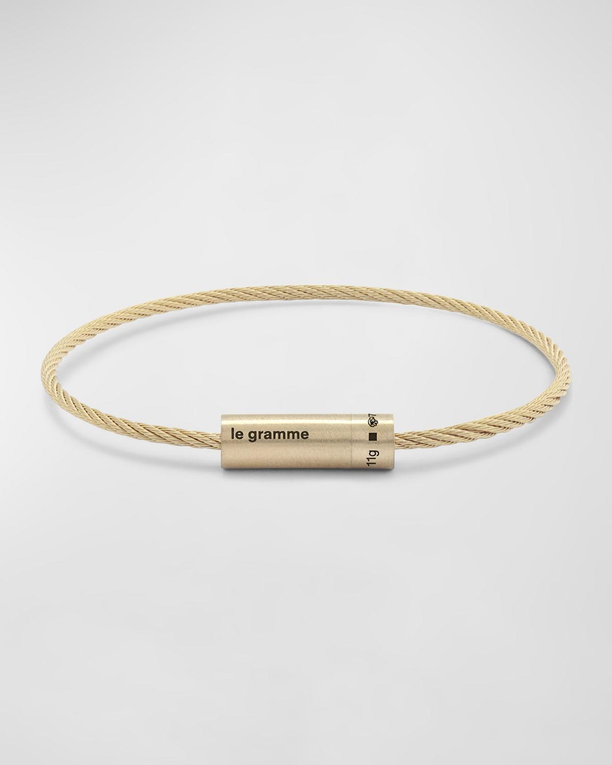 Mens Brushed 18K Yellow Gold Cable Bracelet Product Image