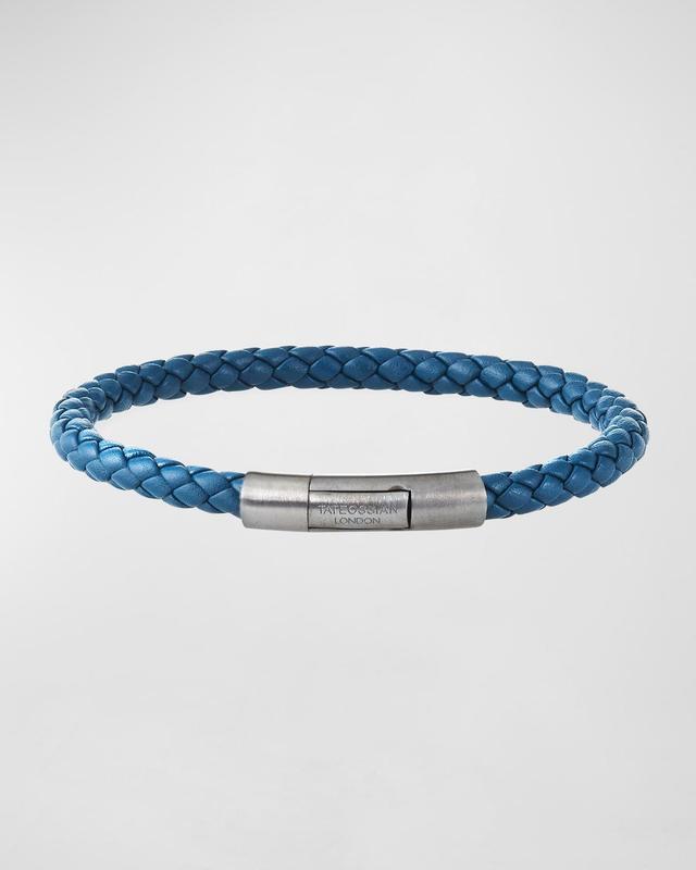 Mens Charles Leather Bracelet, Navy Product Image