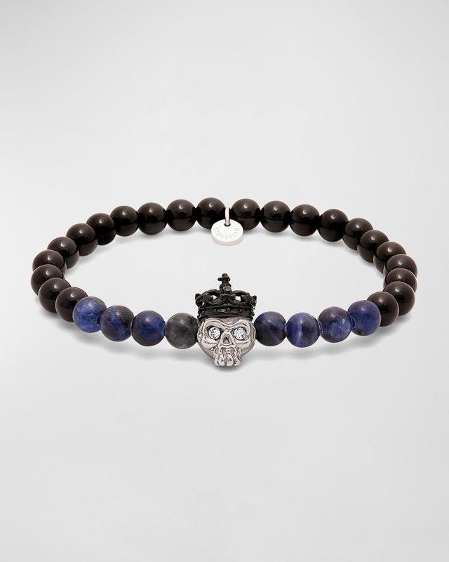 Mens King Skull Bead Stretch Bracelet Product Image