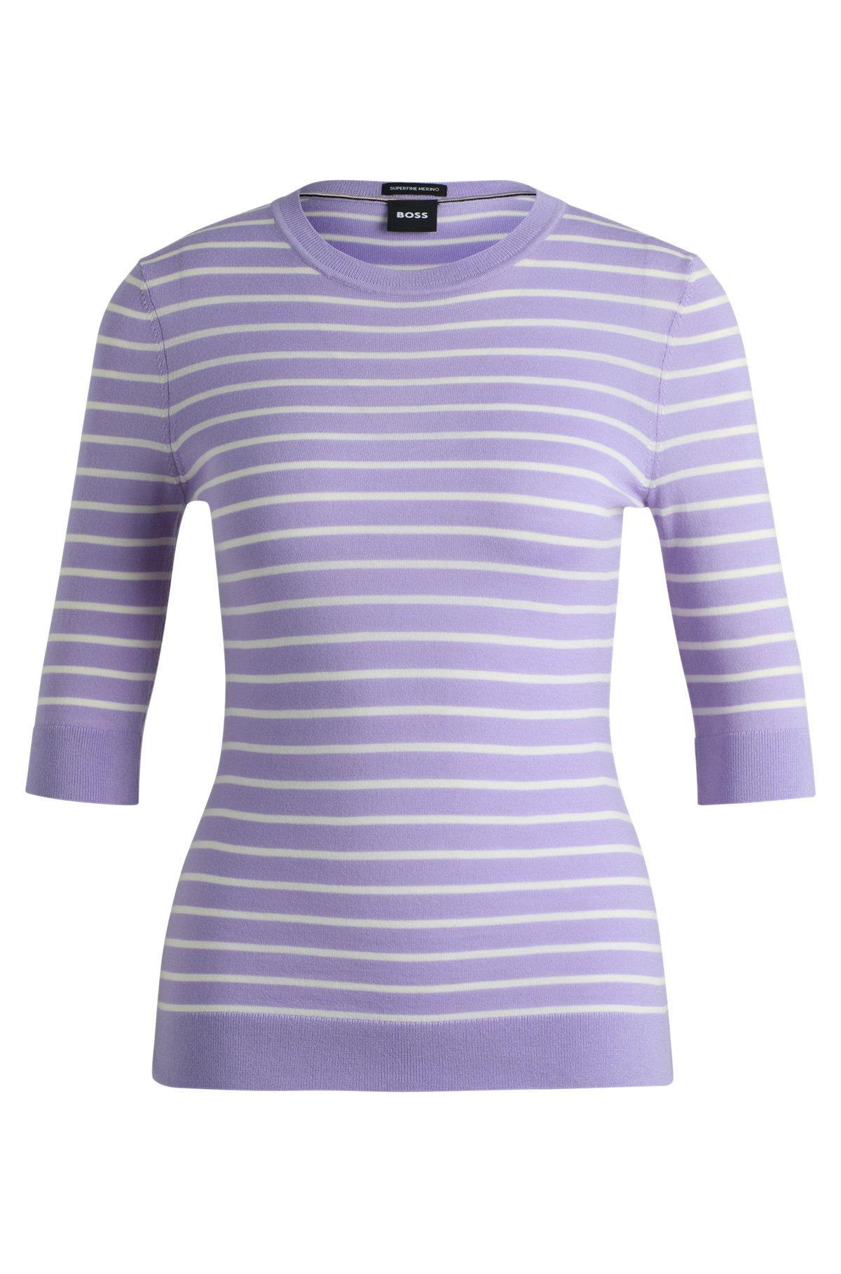 Merino-wool sweater with breton stripes Product Image