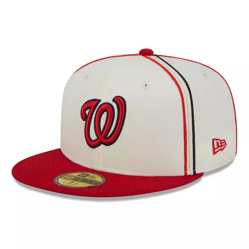 Mens New Era Cream/Red Washington Nationals Chrome Sutash 59FIFTY Fitted Hat Product Image