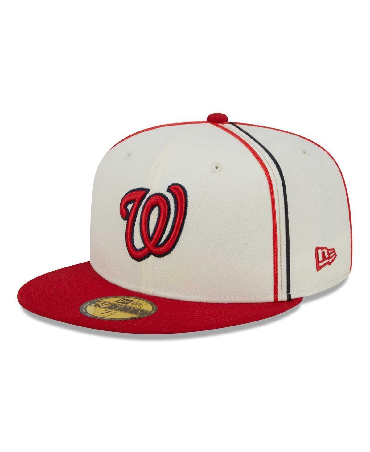 Mens New Era Cream/Red Washington Nationals Chrome Sutash 59FIFTY Fitted Hat Product Image