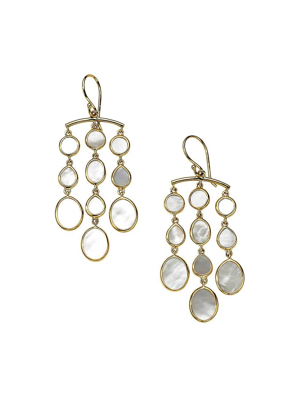 Womens Polished Rock Candy 18K Yellow Gold & Mother-Of-Pearl Small Chandelier Earrings Product Image