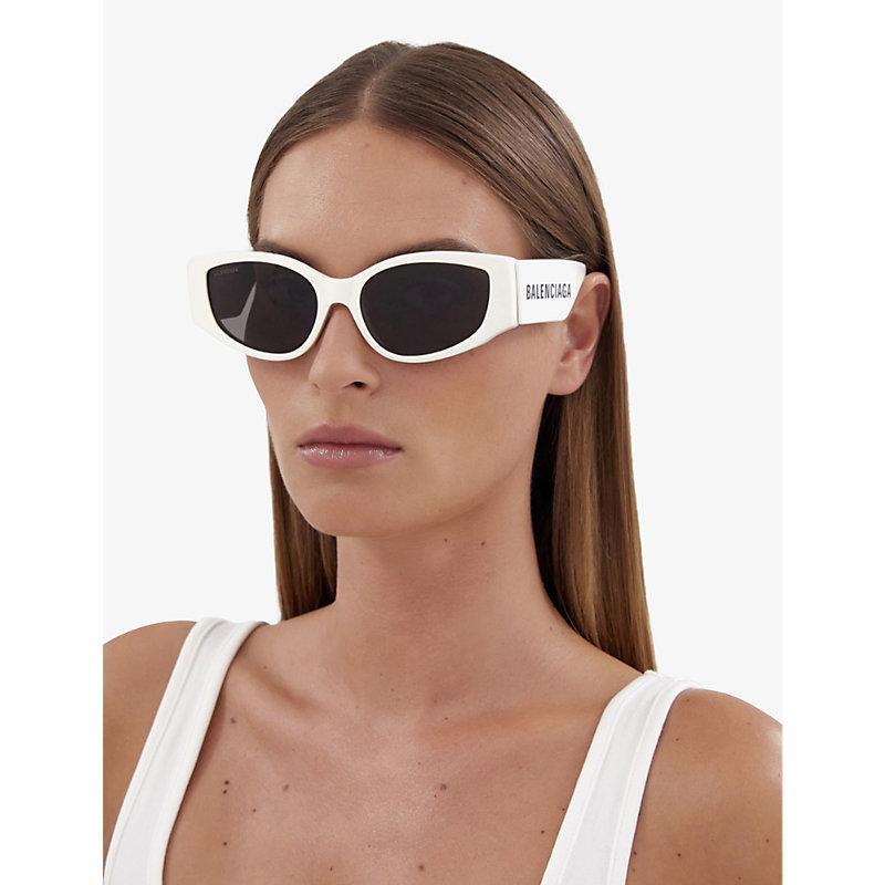 BALENCIAGA Womens White Bb0258s Cat-eye Acetate Sunglasses Product Image