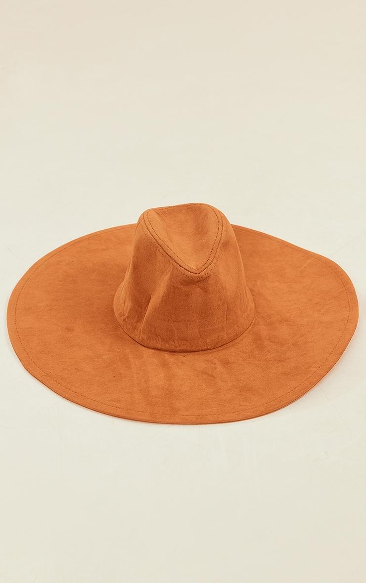 Tan Faux Suede Extra Wide Brim Fedora Product Image