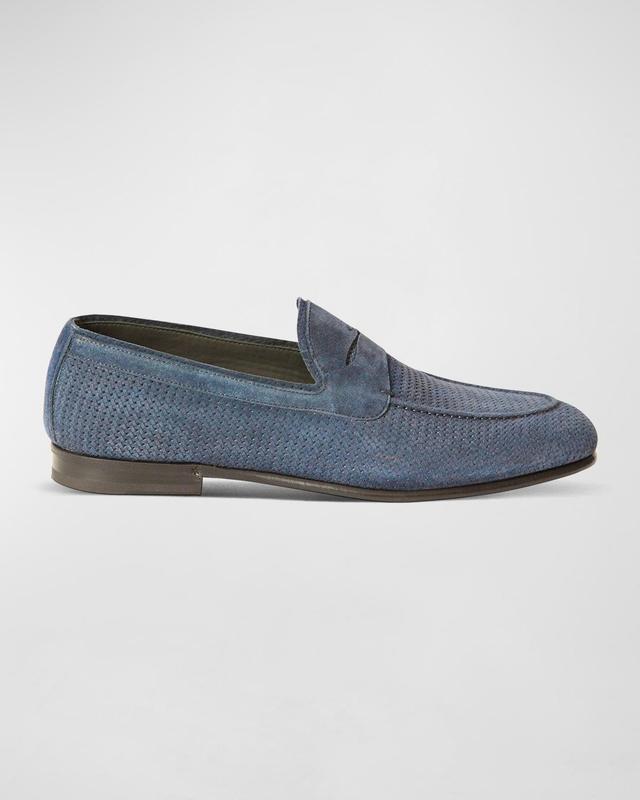 Jo Ghost Men's Suede Penny Loafers - Size: 10D - NAVY Product Image