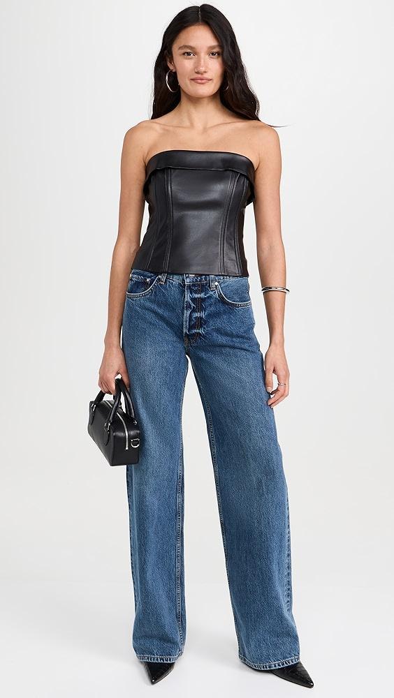 Susana Monaco Faux Leather Corset Tube Top 3" | Shopbop Product Image