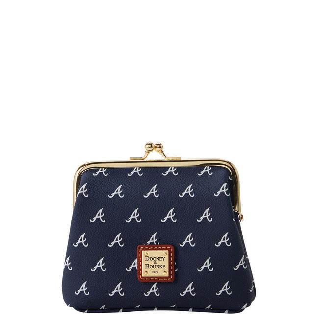 Dooney & Bourke Womens MLB Braves Large Framed Purse in Navy, Coated Cotton Product Image