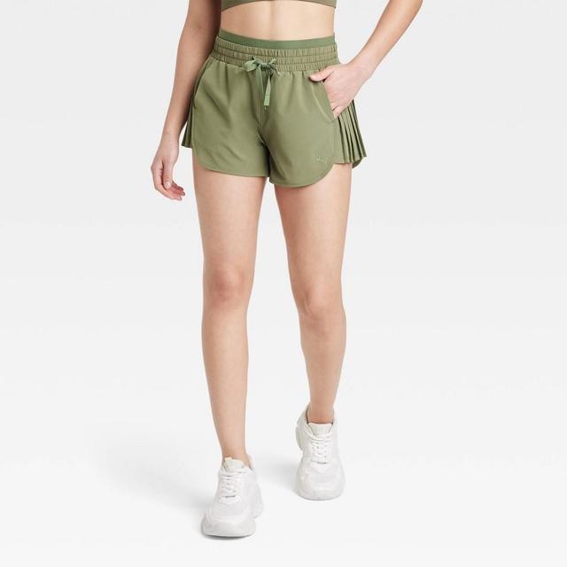 Womens High-Rise Pleated Side Shorts 2.5 - JoyLab Olive L Product Image