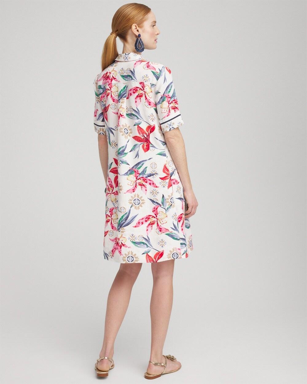 Linen Floral Popover Shirt Dress Product Image