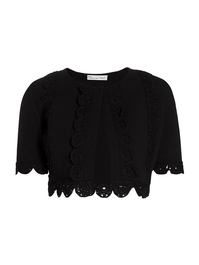 Oscar de la Renta Lace Scallop Detail Short Sleeve Jacket Product Image