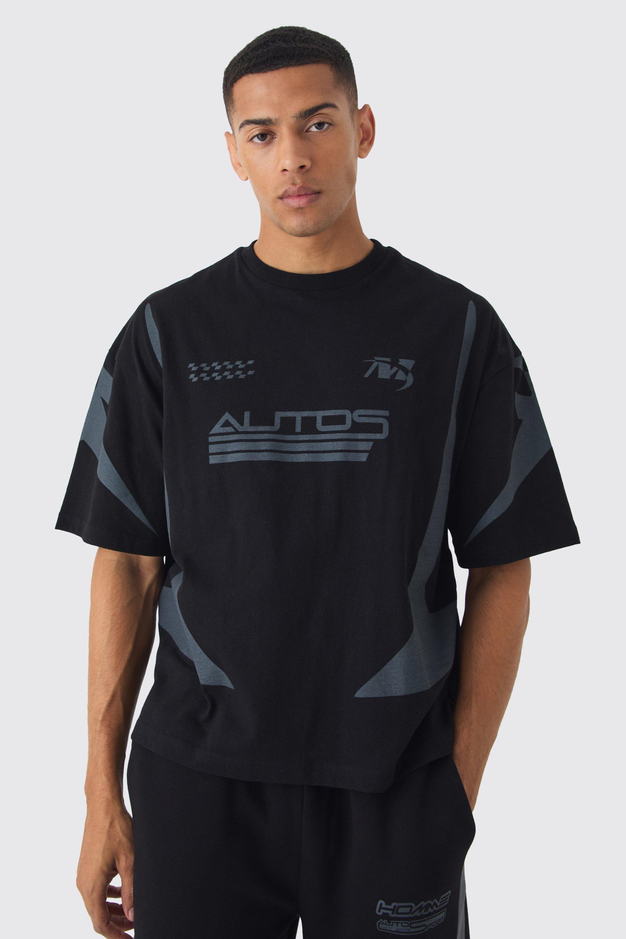 Oversized Boxy Moto Racing T-Shirt | boohooMAN USA Product Image