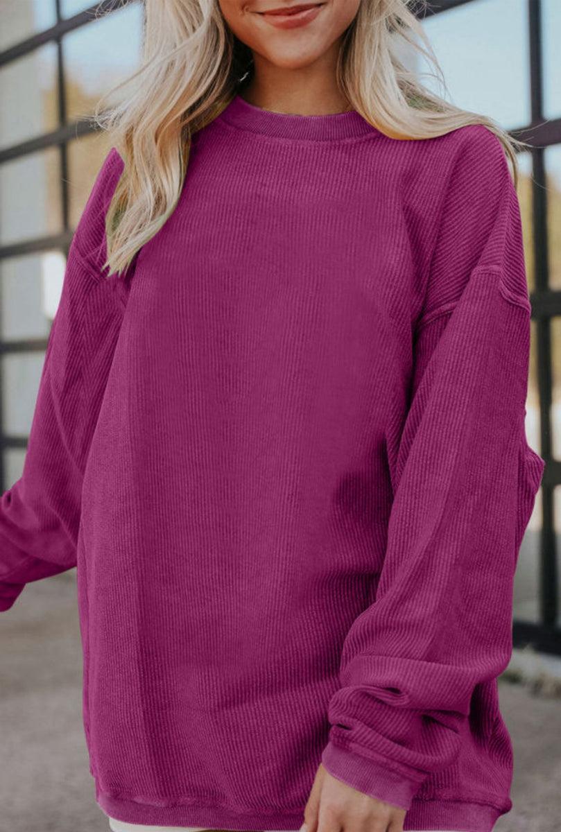 Lightweight Corded Sweatshirt- Fuchsia product image