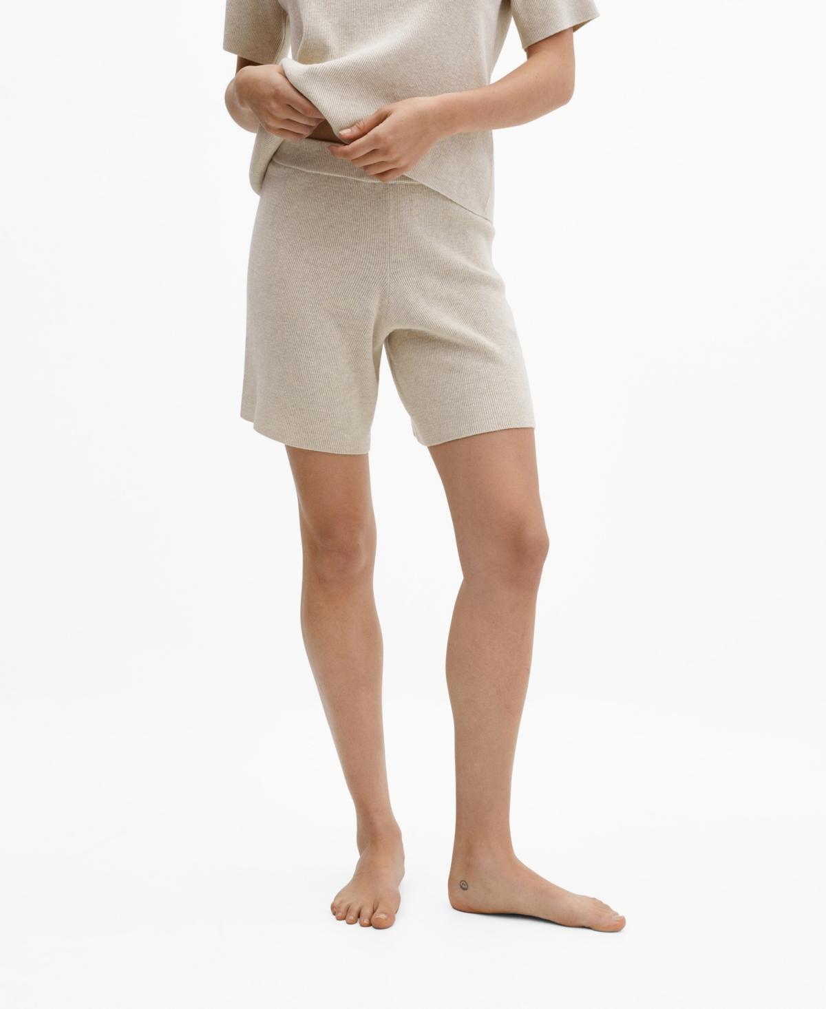 Mango Womens Ribbed Pajama Shorts Product Image