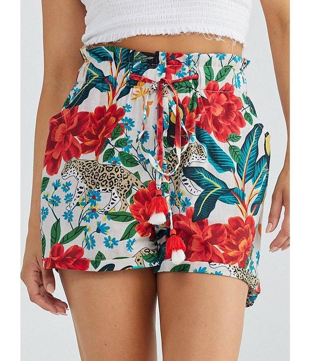 Talisman Toledo Floral Print Elastic Drawstring Waist Cha Cha Pull-On Coordinating Shorts Product Image