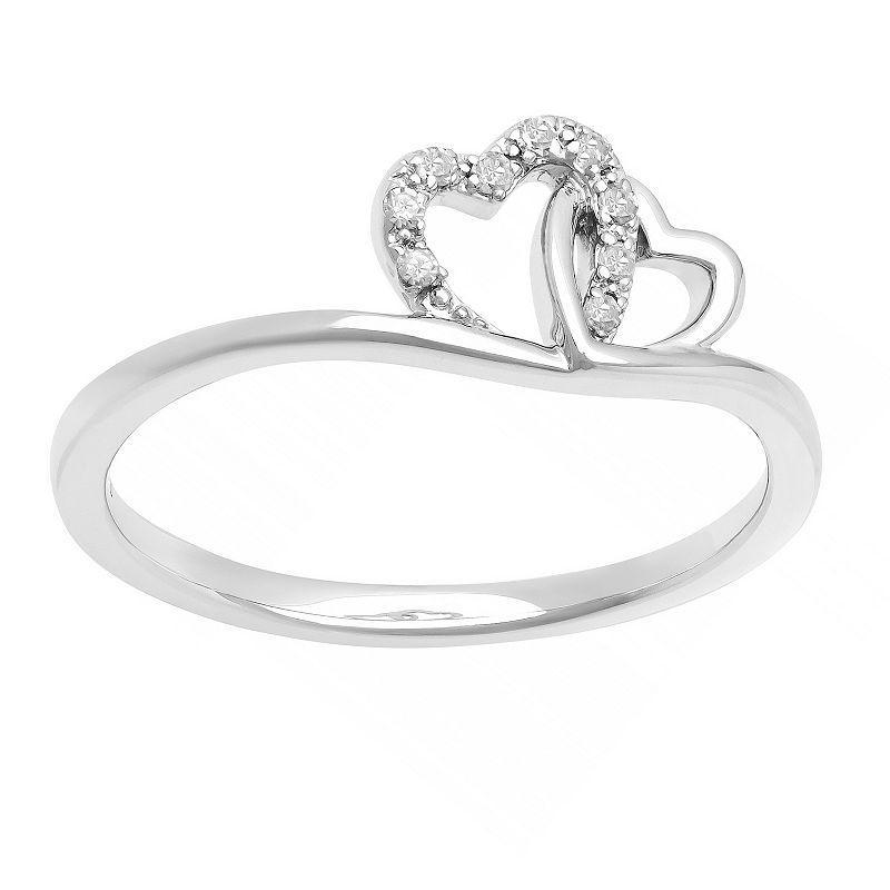 Love Always Sterling Silver Diamond-Accent Interlocking Hearts Promise Ring, Womens White Product Image